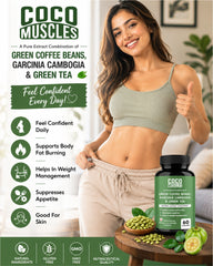 COCO MUSCLES Green Coffee Beans, Garcinia Cambogia & Green Tea Capsules
