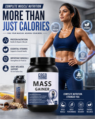COCO MUSCLES Mass Gainer for Women | Delicious Chocolate Flavour | High-Calorie Weight Gain Formula with Vitamins, Minerals, Iron, Zinc & Biotin | Supports Healthy Weight Gain, Strength & Daily Nutrition