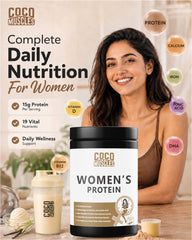 COCO MUSCLES Women's Protein Powder | Delicious Vanilla Kulfi Flavour | Protein with DHA, Calcium, Iron, BCAAs, EAAs, Vitamins & Minerals | Daily Nutrition Drink for Women's Energy, Strength & Wellness