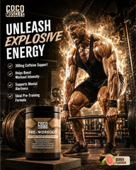 COCO MUSCLES Pre Workout Powder for Men | Delicious Guava Flavour | Advanced Performance Formula with L-Arginine, L-Citrulline, Beta-Alanine, Taurine, BCAAs & Caffeine | For Energy, Focus, Endurance, Muscle Pumps