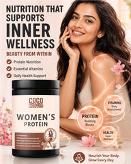 COCO MUSCLES Women's Protein Powder | Delicious Chocolate Flavour | Protein with DHA, Calcium, Iron, BCAAs, EAAs, Vitamins & Minerals | Daily Nutrition Drink for Women's Energy, Strength & Wellness