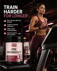 COCO MUSCLES Pre Workout Powder | Specially designed for Women | Delicious Guava Flavour | Performance Formula With L-Arginine, L-Citrulline, Beta-Alanine, Taurine, BCAAs & Caffeine | Supports Energy, Endurance, Focus