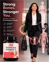 COCO MUSCLES Working Women's Protein Powder | Delicious Strawberry Flavour | Protein with DHA, Calcium, Iron, Vitamins & Minerals | Daily Nutrition Drink for Energy, Strength, Focus & Women's Wellness | High Protein Nutrition Supplement for Bone Health