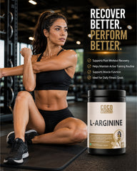 COCO MUSCLES L-Arginine Powder for Women | Supports Workout Performance, Blood Flow & Stamina | Pre-Workout Amino Acid for Energy, Recovery & Active Lifestyle