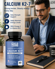 COCO MUSCLES Calcium K 2-7 Tablets with Vitamin K2-7, Omega 3, Vitamin D3, Magnesium, Zinc & Iron