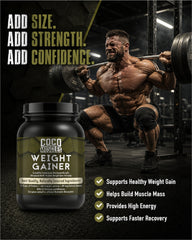 COCO MUSCLES Weight Gainer Protein Powder Chocolate Flavour | High Carbohydrate Weight Gain Formula for Men | Added L-Glutamine, Digestive Enzymes, Vitamins & Minerals