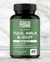COCO MUSCLES Tulsi 250 mg, Amla 250 mg & Giloy 250 mg Capsules