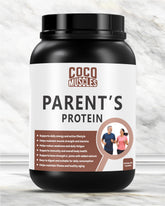 COCO MUSCLES Parents Protein Powder | Delicious Chocolate Flavour | Nutrition for 40+ Aged Men & Women | DHA, Calcium, CoQ10, Ashwagandha, Shatavari, Lycopene, Antioxidants, Multivitamins Multiminerals | Supports Strength, Bone Health & Active Ageing