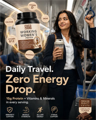 COCO MUSCLES Working Women's Protein Powder | Delicious Chocolate Flavour | Protein with DHA, Calcium, Iron, Vitamins & Minerals | Daily Nutrition Drink for Energy, Strength, Focus & Women's Wellness | High Protein Nutrition Supplement for Bone Health