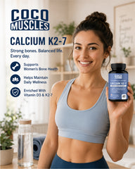 COCO MUSCLES Calcium K 2-7 Tablets with Vitamin K2-7, Omega 3, Vitamin D3, Magnesium, Zinc & Iron