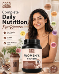 COCO MUSCLES Women's Protein Powder | Delicious Chocolate Flavour | Protein with DHA, Calcium, Iron, BCAAs, EAAs, Vitamins & Minerals | Daily Nutrition Drink for Women's Energy, Strength & Wellness