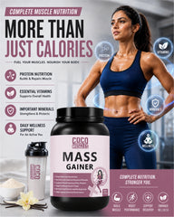 COCO MUSCLES Mass Gainer for Women | Delicious & Creamy Vanilla Kulfi Flavour | High-Calorie Weight Gain Formula with Vitamins, Minerals, Iron, Zinc & Biotin | Supports Healthy Weight Gain, Strength & Daily Nutrition