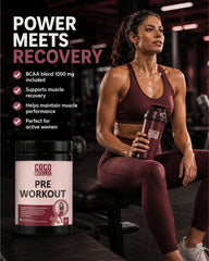 COCO MUSCLES Pre Workout Powder | Specially designed for Women | Delicious Guava Flavour | Performance Formula With L-Arginine, L-Citrulline, Beta-Alanine, Taurine, BCAAs & Caffeine | Supports Energy, Endurance, Focus