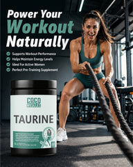 COCO MUSCLES Taurine Powder | Specially designed for Women | Amino Acid Supplement for Energy, Workout Recovery & Focus | Supports Energy, Hydration, Exercise Performance & Recovery