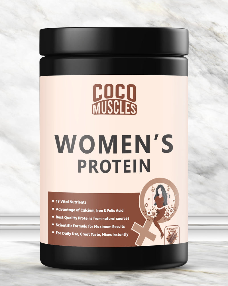 COCO MUSCLES Women's Protein Powder | Delicious Chocolate Flavour | Protein with DHA, Calcium, Iron, BCAAs, EAAs, Vitamins & Minerals | Daily Nutrition Drink for Women's Energy, Strength & Wellness