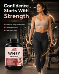 COCO MUSCLES Whey Protein for Women | Delicious Chocolate Flavour | 24g Protein Per Serving | Low Fat & Low Sugar Formula | Supports Lean Muscle, Strength