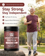 COCO MUSCLES Grand Parents Protein Powder | Delicious Chocolate Flavour | Senior Nutrition Formula with DHA, Ashwagandha, Shatavari, Calcium, CoQ10, Lycopene & Multivitamins | Supports Strength, Bone Health, Energy & Healthy Ageing