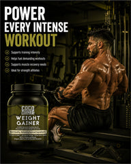 COCO MUSCLES Weight Gainer Protein Powder Chocolate Flavour | High Carbohydrate Weight Gain Formula for Men | Added L-Glutamine, Digestive Enzymes, Vitamins & Minerals