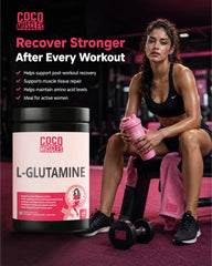 COCO MUSCLES L-Glutamine Powder | Specially designed for Women | Muscle Recovery, Lean Muscle Support, Workout Recovery & Active Lifestyle Supplement | Post-Workout Repair, Fitness & Active Wellness