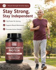 COCO MUSCLES Grand Parents Protein Powder Chocolate Flavour | Senior Nutrition Formula with DHA, Ashwagandha, Shatavari, Calcium, CoQ10, Lycopene & Multivitamins | Supports Strength, Bone Health, Energy & Healthy Ageing