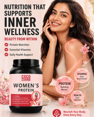 COCO MUSCLES Women's Protein Powder | Delicious Strawberry Flavour | Protein with DHA, Calcium, Iron, BCAAs, EAAs, Vitamins & Minerals | Daily Nutrition Drink for Women's Energy, Strength & Wellness