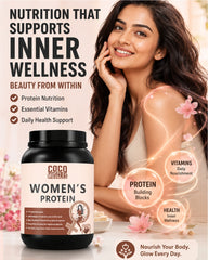COCO MUSCLES Women's Protein Powder | Delicious Chocolate Flavour | Protein with DHA, Calcium, Iron, BCAAs, EAAs, Vitamins & Minerals | Daily Nutrition Drink for Women's Energy, Strength & Wellness