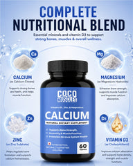 COCO MUSCLES Calcium Tablets with Magnesium, Zinc & Vitamin D3