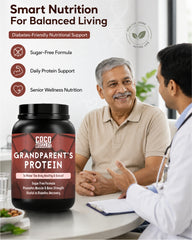 COCO MUSCLES Grand Parents Protein Powder Chocolate Flavour | Senior Nutrition Formula with DHA, Ashwagandha, Shatavari, Calcium, CoQ10, Lycopene & Multivitamins | Supports Strength, Bone Health, Energy & Healthy Ageing
