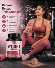 COCO MUSCLES Weight Gainer for Women | Delicious Chocolate Flavour | High-Calorie Nutrition with L-Glutamine, Digestive Enzymes, Vitamins & Minerals | Nutritional Supplement that Supports Healthy Weight Gain