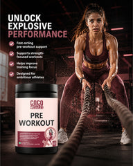 COCO MUSCLES Pre Workout Powder | Specially designed for Women | Delicious Guava Flavour | Performance Formula With L-Arginine, L-Citrulline, Beta-Alanine, Taurine, BCAAs & Caffeine | Supports Energy, Endurance, Focus