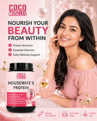 COCO MUSCLES Housewife Protein Powder | Protein Powder for specially designed for housewives | Delicious Strawberry Flavour | 15 g Protein with DHA, Calcium, Iron, Vitamins, Minerals & Antioxidants