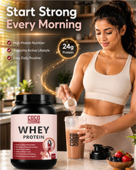 COCO MUSCLES Whey Protein for Women | Delicious Chocolate Flavour | 24g Protein Per Serving | Low Fat & Low Sugar Formula | Supports Lean Muscle, Strength
