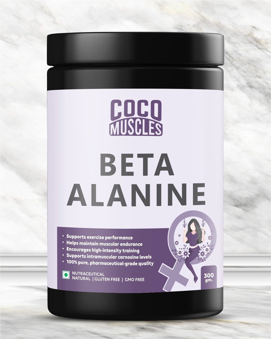 COCO MUSCLES Beta Alanine Powder | Specially designed for Women | Pre-Workout Endurance & Performance Support | Helps Reduce Muscle Fatigue | Improves Workout Stamina | Unflavoured Fitness Supplement for Women