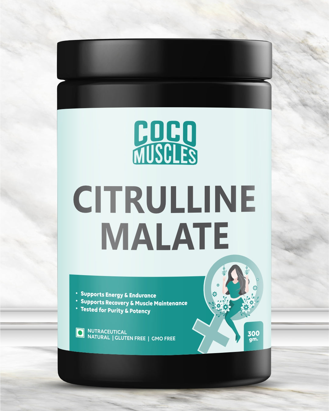 COCO MUSCLES Citrulline Malate Powder | Specially designed for Women | Pre-Workout Endurance & Muscle Recovery Support | Helps Improve Energy, Stamina & Blood Flow | Unflavoured