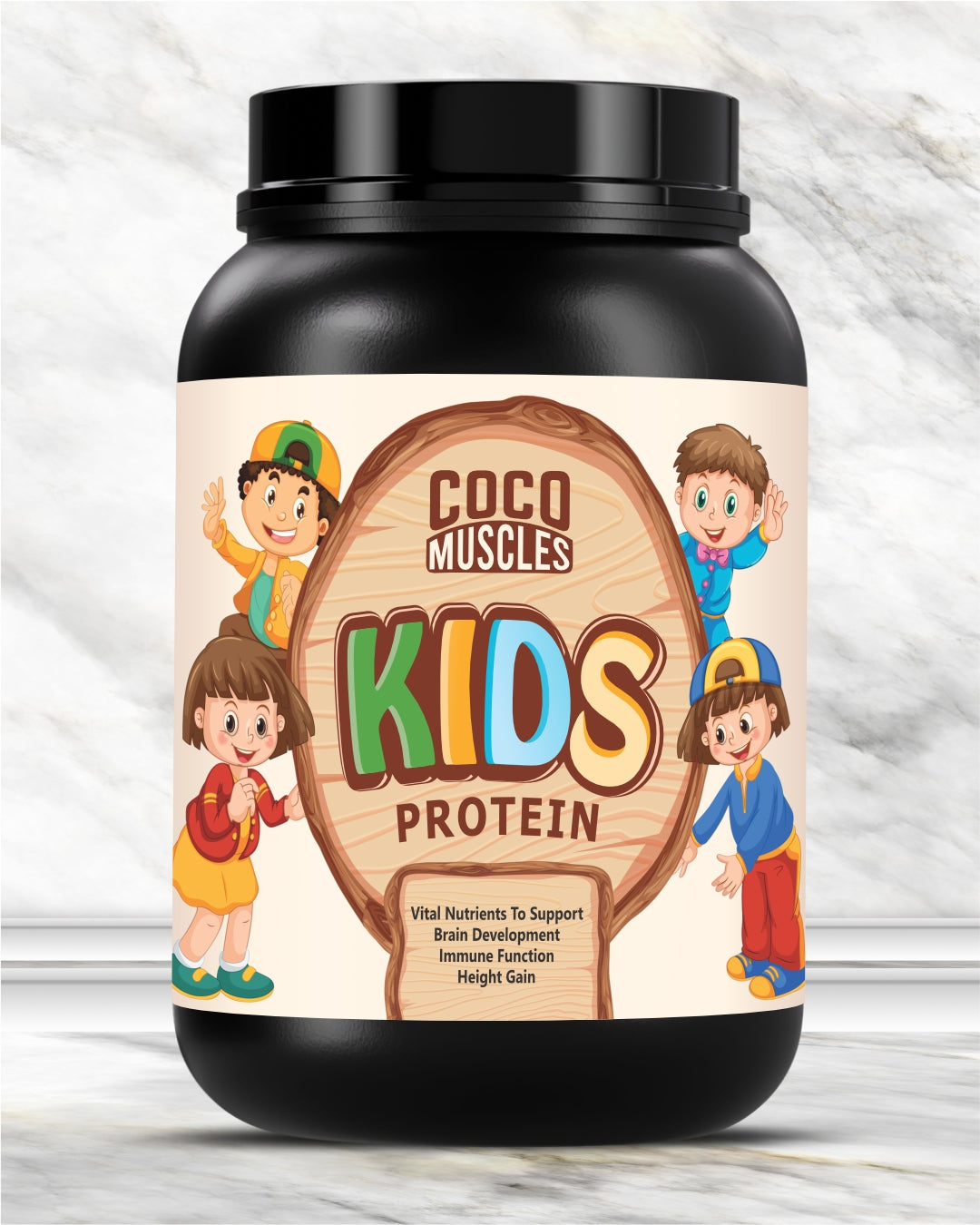 COCO MUSCLES Kids Protein Powder Chocolate Flavour | Protein with DHA, Choline, CoQ10, L-Lysine, Vitamins & Minerals | Growth, Brain Development, Bone Health & Daily Nutrition Support | Delicious Chocolate Health Drink for Kids | 1000g Jar | Pack of 1