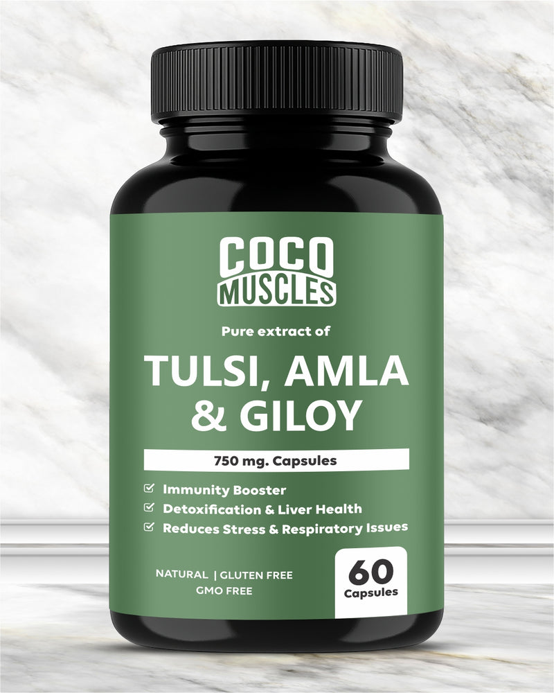 COCO MUSCLES Tulsi 250 mg, Amla 250 mg &amp; Giloy 250 mg Capsules