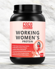 COCO MUSCLES Working Women's Protein Powder | Delicious Strawberry Flavour | Protein with DHA, Calcium, Iron, Vitamins & Minerals | Daily Nutrition Drink for Energy, Strength, Focus & Women's Wellness | High Protein Nutrition Supplement for Bone Health