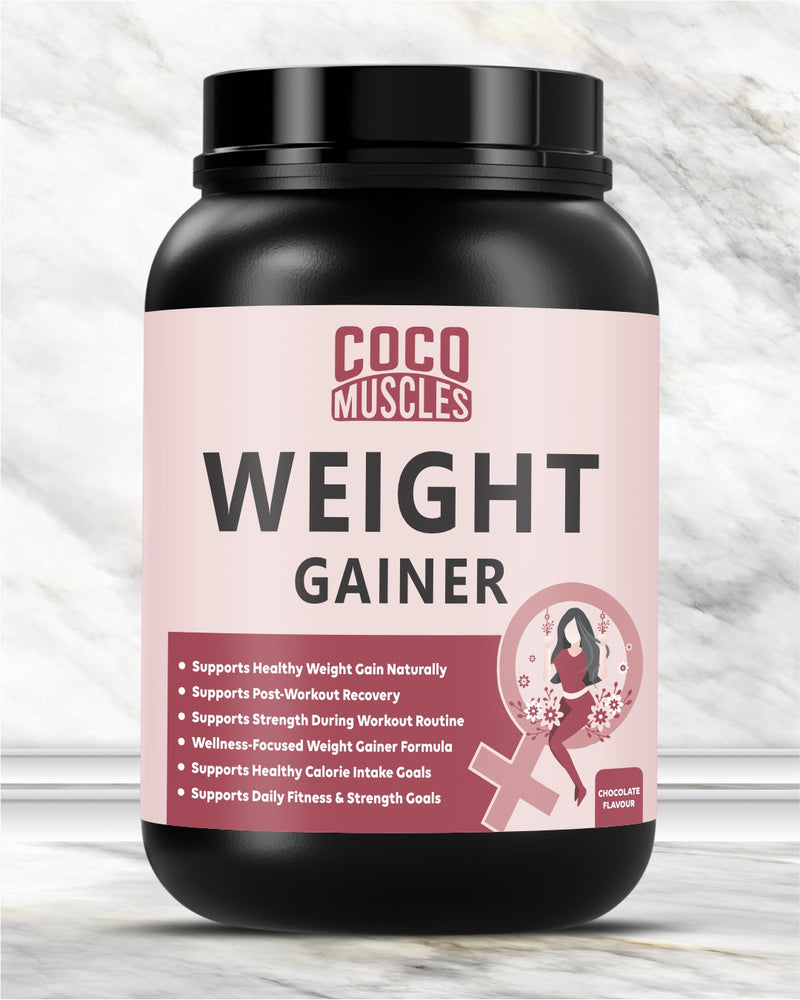 COCO MUSCLES Weight Gainer for Women | Delicious Chocolate Flavour | High-Calorie Nutrition with L-Glutamine, Digestive Enzymes, Vitamins & Minerals | Nutritional Supplement that Supports Healthy Weight Gain
