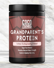 COCO MUSCLES Grand Parents Protein Powder | Delicious Chocolate Flavour | Senior Nutrition Formula with DHA, Ashwagandha, Shatavari, Calcium, CoQ10, Lycopene & Multivitamins | Supports Strength, Bone Health, Energy & Healthy Ageing