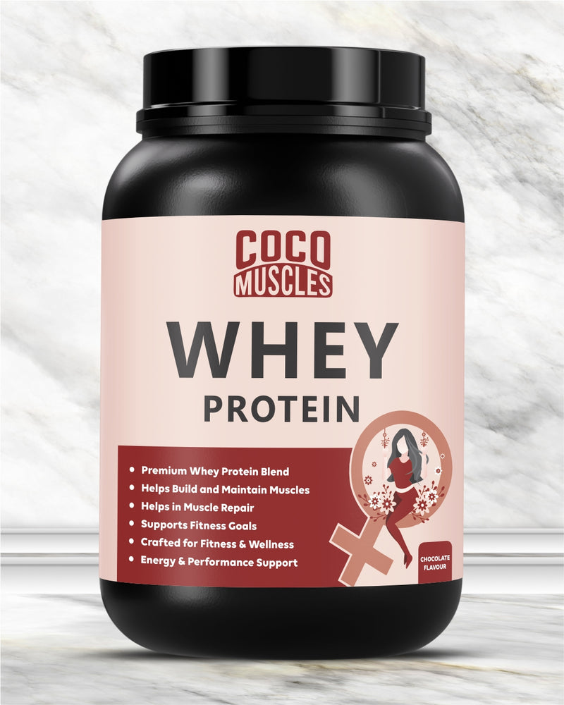 COCO MUSCLES Whey Protein for Women | Delicious Chocolate Flavour | 24g Protein Per Serving | Low Fat & Low Sugar Formula | Supports Lean Muscle, Strength
