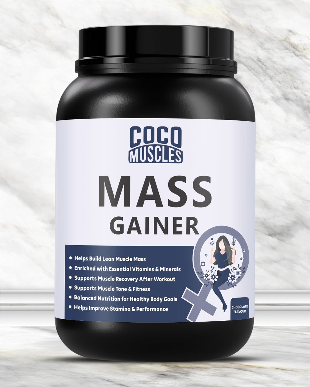COCO MUSCLES Mass Gainer for Women | Delicious Chocolate Flavour | High-Calorie Weight Gain Formula with Vitamins, Minerals, Iron, Zinc & Biotin | Supports Healthy Weight Gain, Strength & Daily Nutrition