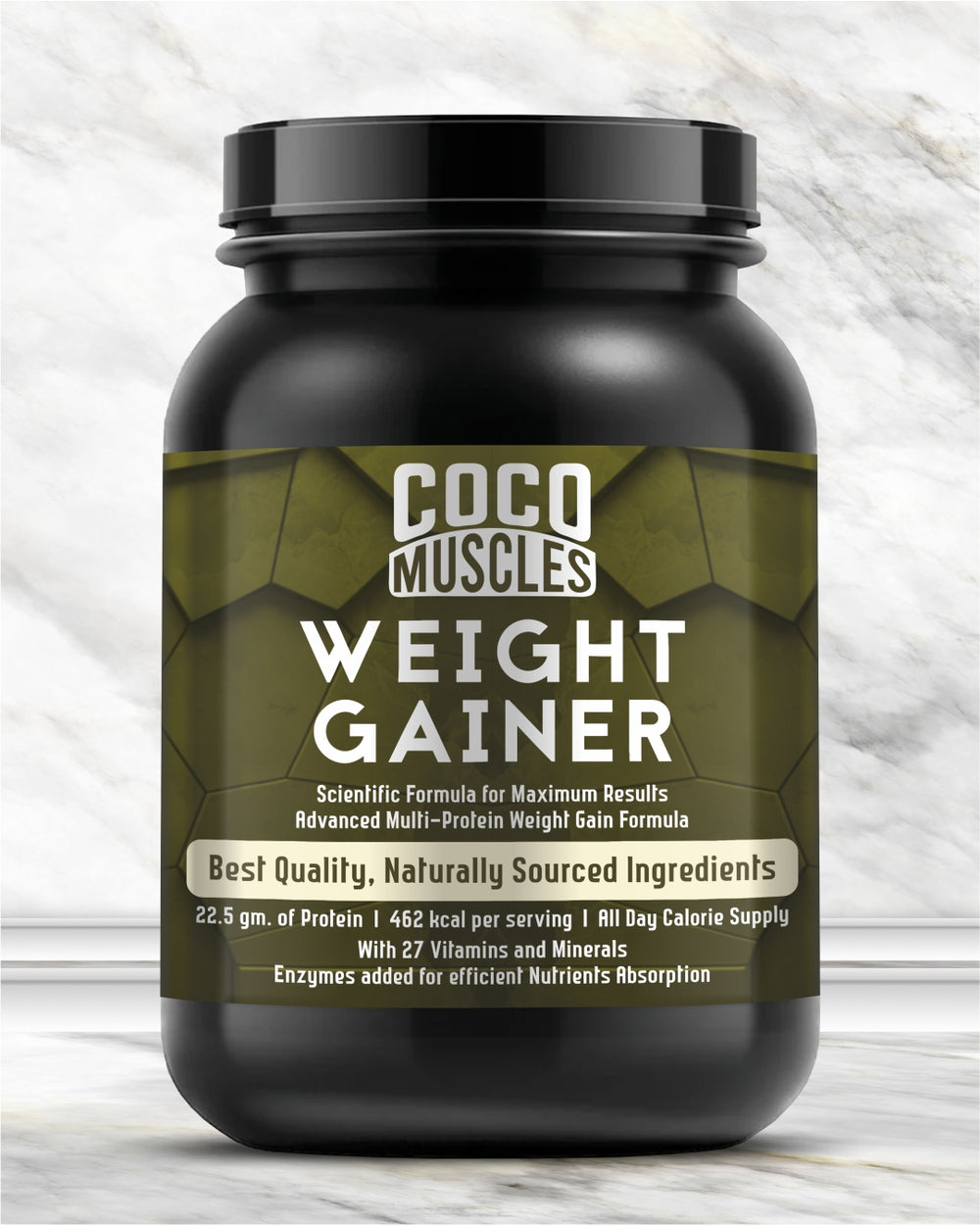 COCO MUSCLES Weight Gainer Protein Powder Chocolate Flavour | High Carbohydrate Weight Gain Formula for Men | Added L-Glutamine, Digestive Enzymes, Vitamins & Minerals