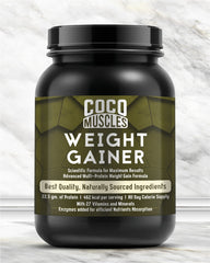 COCO MUSCLES Weight Gainer Protein Powder Chocolate Flavour | High Carbohydrate Weight Gain Formula for Men | Added L-Glutamine, Digestive Enzymes, Vitamins & Minerals
